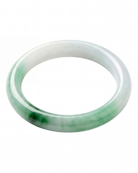 Koi Mottled Round Jade Stone Bangle