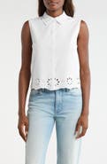 Lucky Brand Sleeveless Eyelet Button Front Top
