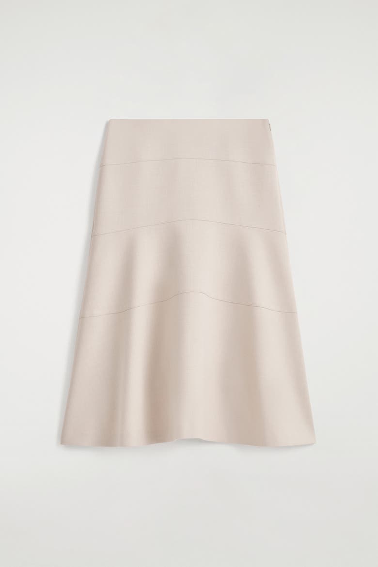 Curved A-Line Midi Skirt, Alternate, color, LIGHT BEIGE