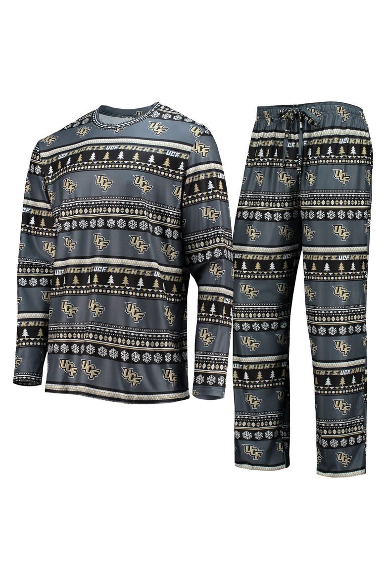 Men's Concepts Sport Charcoal UCF Knights Ugly Sweater Long Sleeve T-Shirt and Pants Sleep Set, Main, color, Charcoal