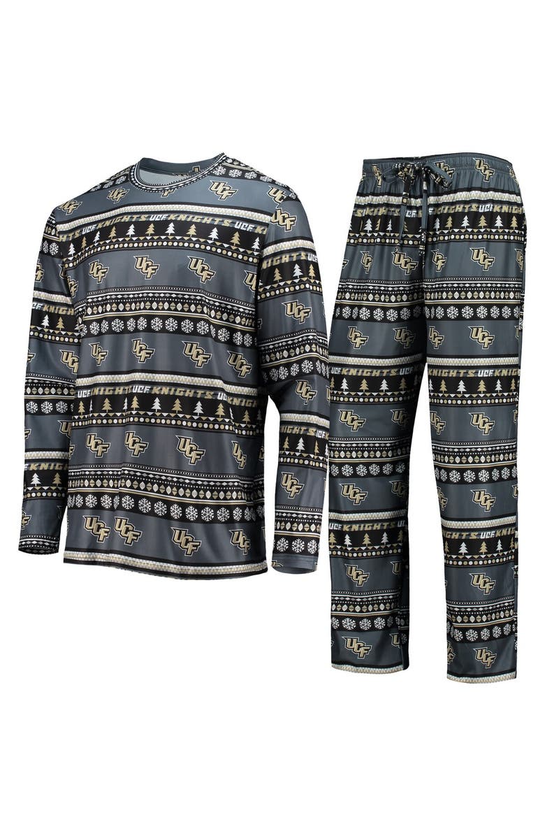 CONCEPTS SPORT Men's Concepts Sport Charcoal UCF Knights Ugly Sweater Long Sleeve T-Shirt and Pants Sleep Set, Main, color, Charcoal
