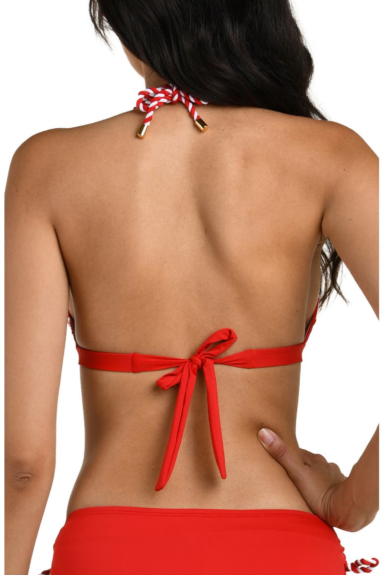 Mariner Halter Bikini Top, Alternate, color, RUBY