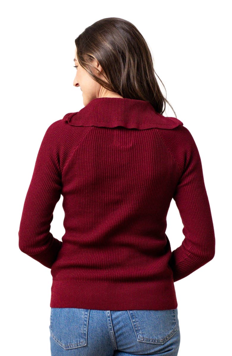 Hope & Henry Women's Organic Fine Gauge Half Zip Sweater, Alternate, color, Oxblood