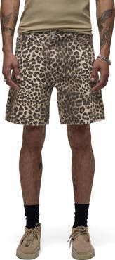 Hudson Jeans Clint Cheetah Print Denim Shorts