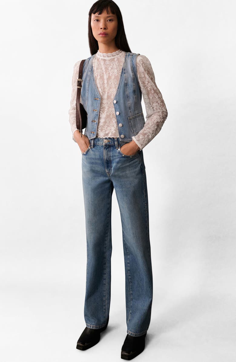 MANGO Embroidered See Through Top, Main, color,