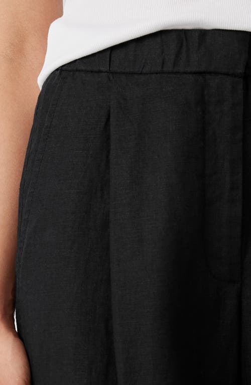 Eileen Fisher Pleated High Waist Organic Linen Wide Leg Pants In Black