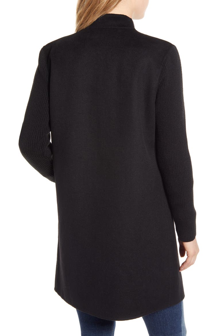 Knit Sleeve Wool Blend Coat, Alternate, color, OLD BLACK