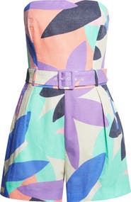 Ramy Brook Isobel Linen Blend Strapless Romper