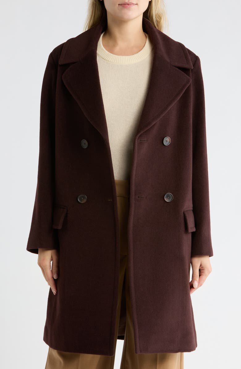 Fleurette Boxy Double Breasted Wool Blend Coat, Alternate, color, Chestnut