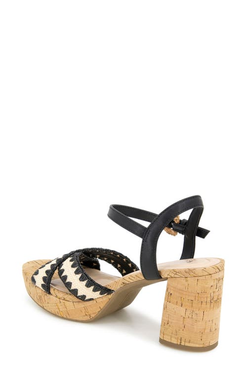 Kenneth Cole Reaction Reeva Platform Sandal In Natural/black Raffia