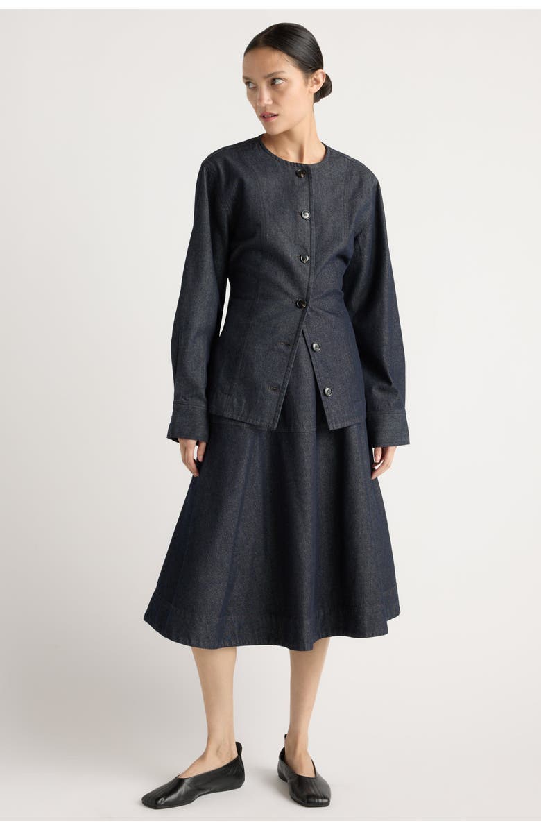 Modern Citizen Emerson Cinch-Waist Denim Jacket, Alternate, color, Dark Indigo