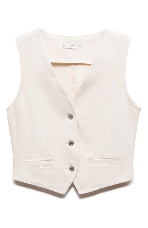 Mango Denim Vest In White