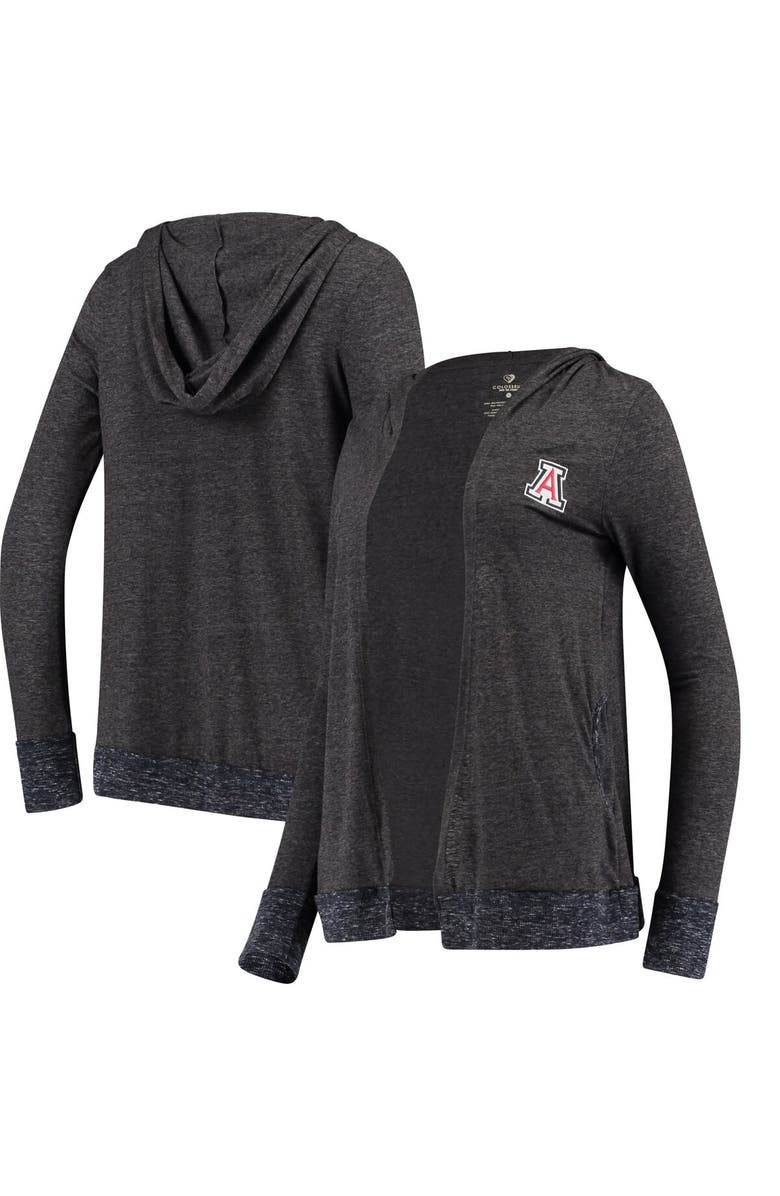 COLOSSEUM Women's Colosseum Heather Charcoal Arizona Wildcats Steeplechase Open Hooded Lightweight Cardigan, Alternate, color,