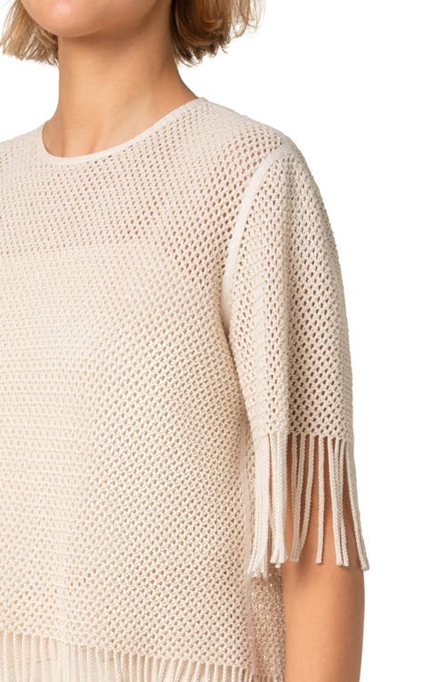 Akris Punto Fringe Cotton Blend Crochet Top In Cashew