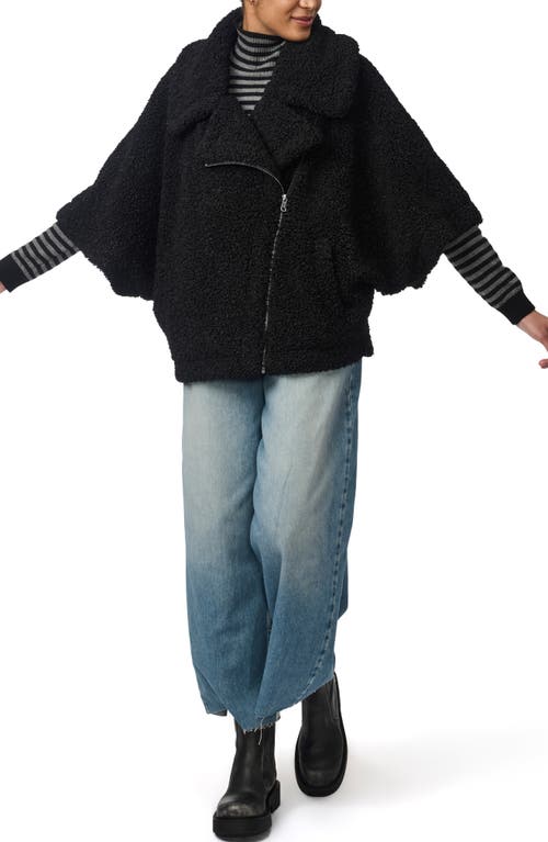 Bernardo Faux Shearling Cape Jacket In Black