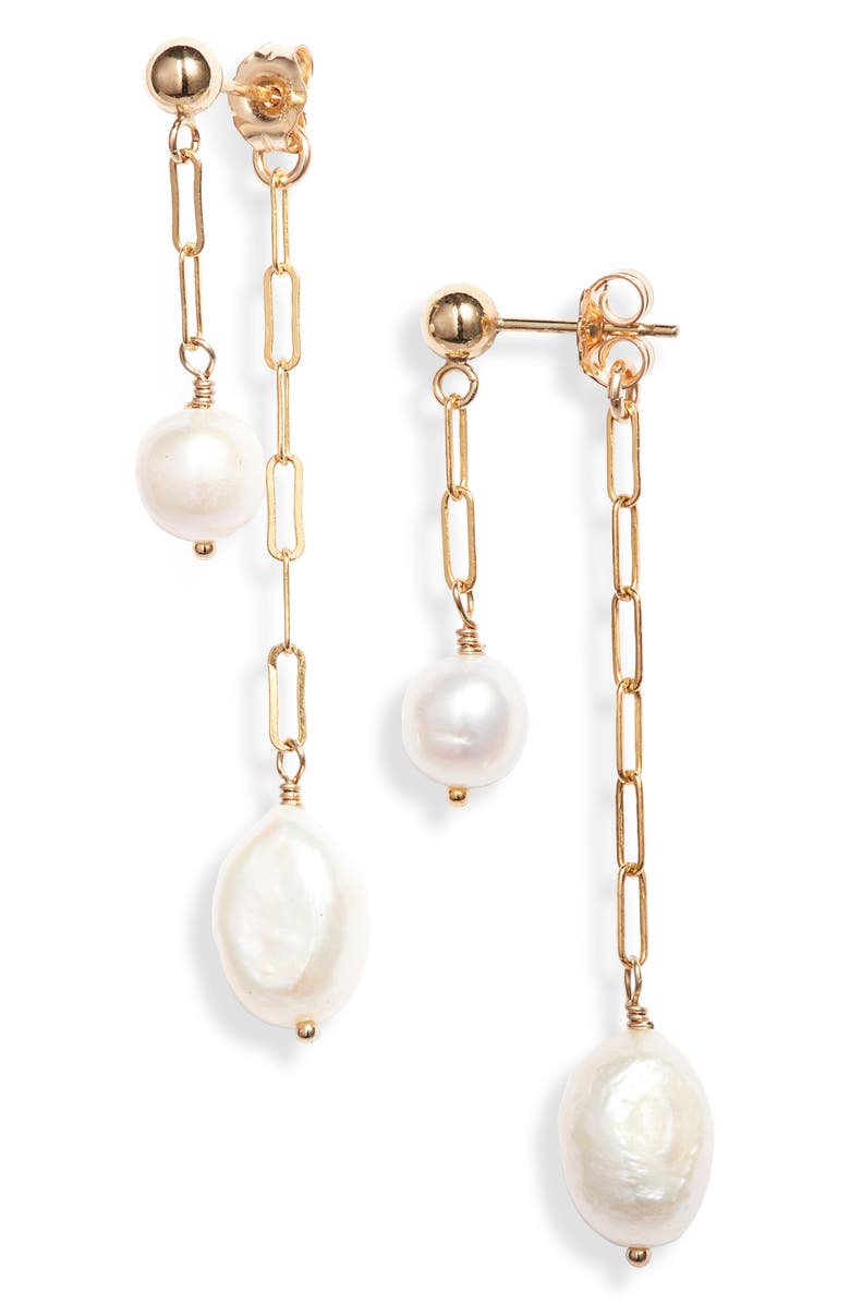 Set
Stones Maryn Freshwater Pearl Front/Back Earrings, Main, color, Gold