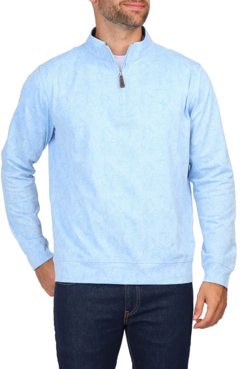 Tonal Tropical Print Micro Pique Pullover