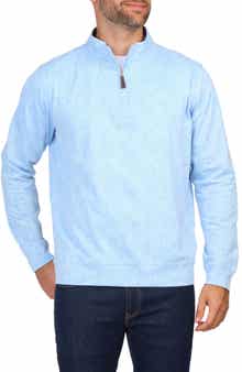 TailorByrd Tonal Tropical Print Micro Pique Pullover