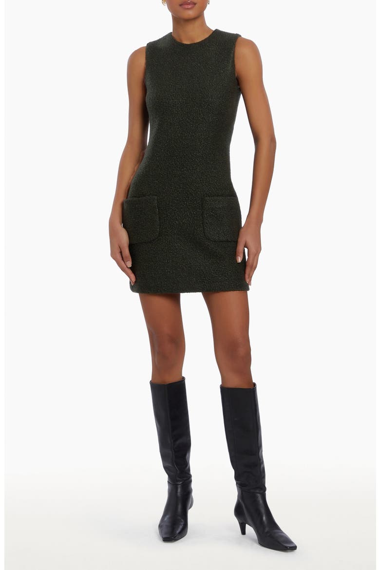 Delia Tweed Minidress, Main, color, DARK GREEN