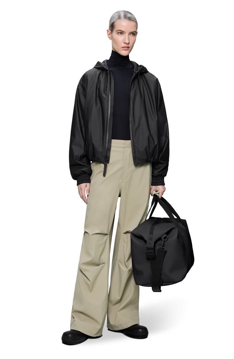 Rains Lohja Insulated Bomber Rain Jacket, Alternate, color, Black