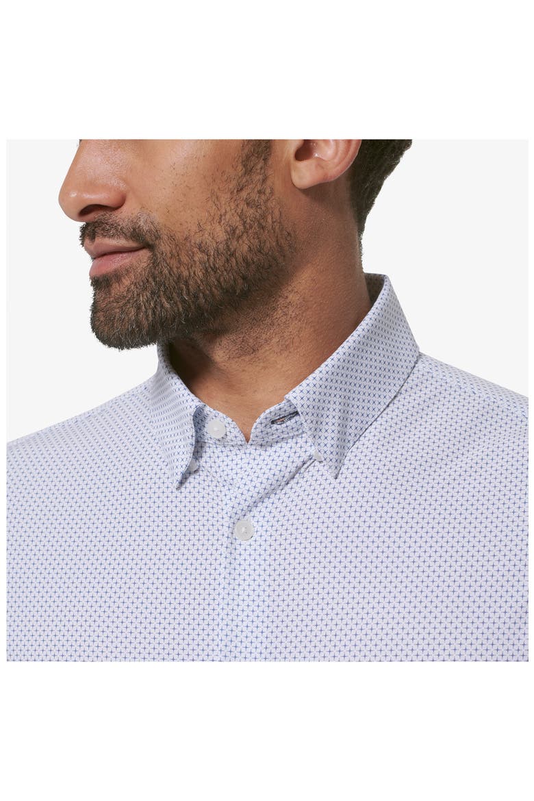 Leeward Microprint Stretch Performance Button-Down Shirt, Alternate, color, WHITE PLUS PRINT