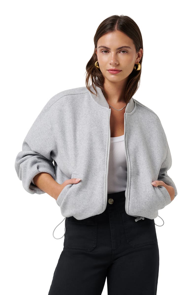 TravisMathew Rustic Retreat Bomber Jacket, Alternate, color, Heather Light Grey