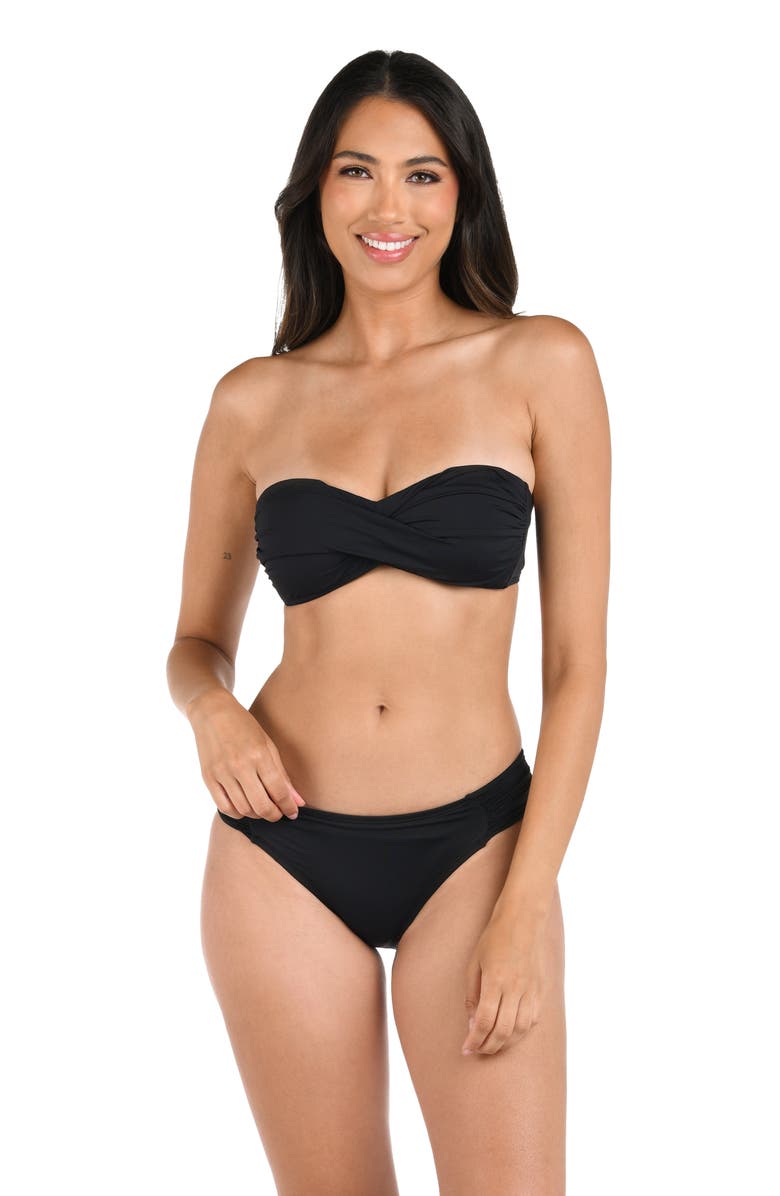 La Blanca IG Twist Bandeau Bikini Top, Alternate, color, Black