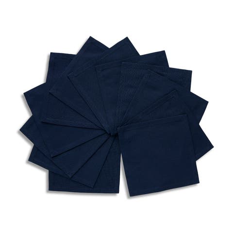 Cotton Linen Plain Cocktail Napkins Set of 12, 6 x 6" - Dru
