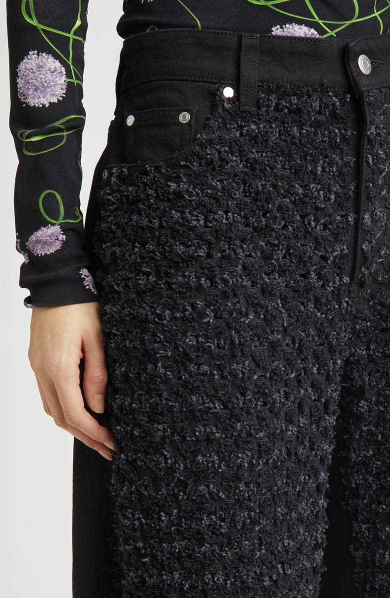 Stella McCartney Relaxed Laser Bouclé Barrel Leg Jeans, Alternate, color, Black