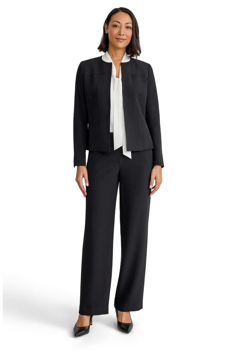 Jewel Neck Seamed Cardigan Jacket, Alternate, color, BLACK