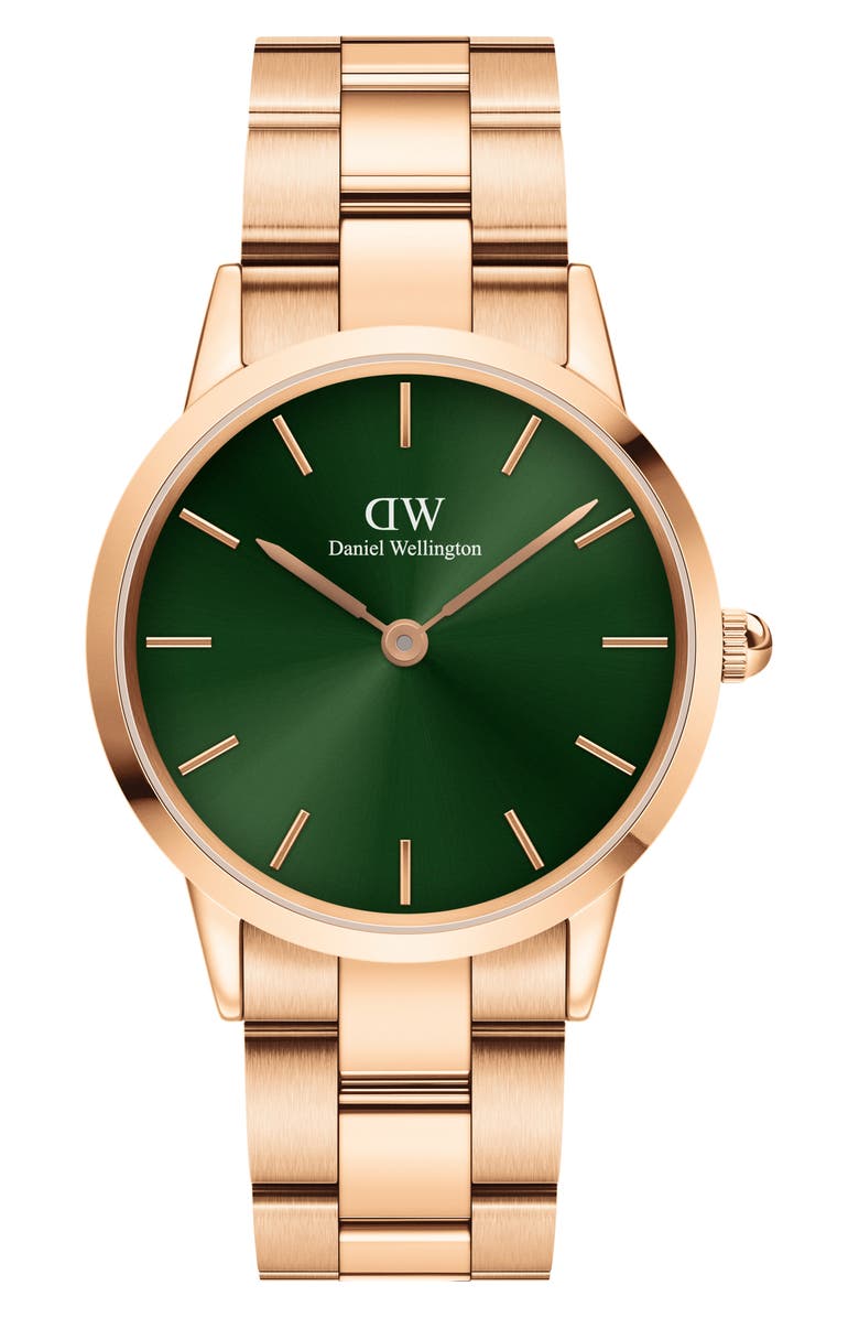 Daniel Wellington Iconic Link Emerald Bracelet Watch, 36mm, Main, color, 