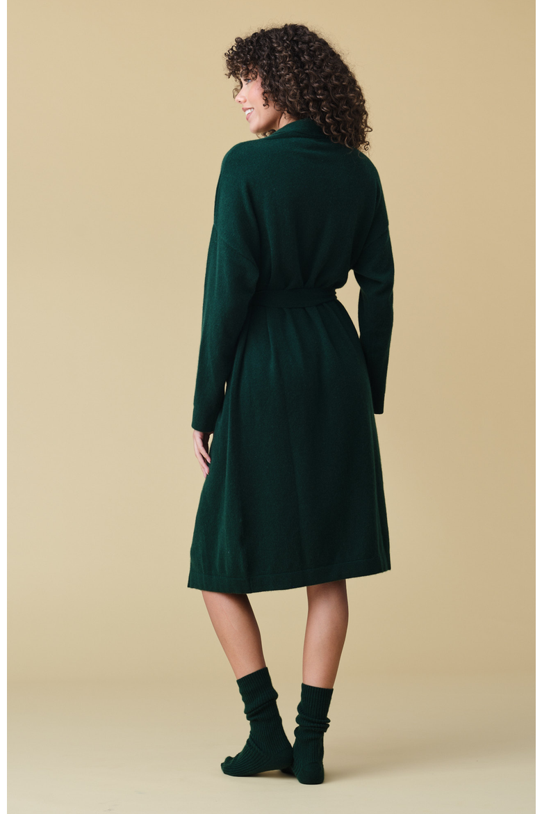 Pure Cashmere Long Robe, Alternate, color, Pine Green