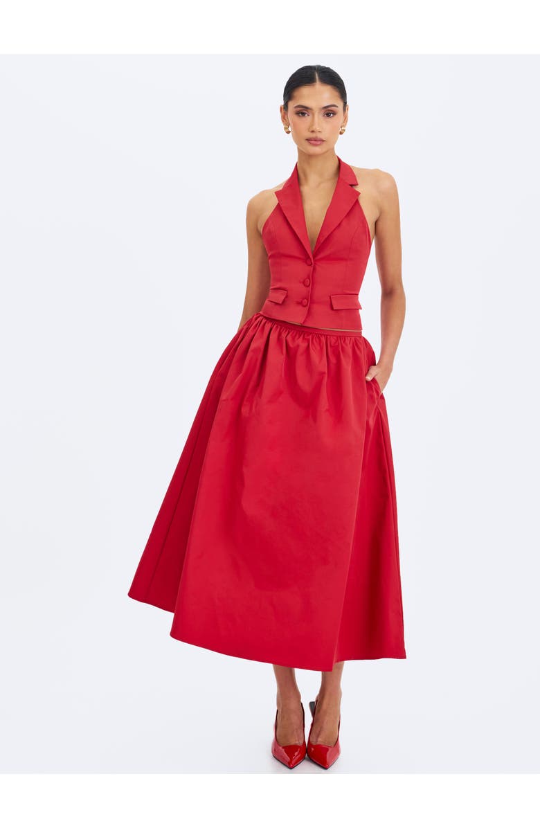 Miss Circle Ursel Gathered A-Line Midi Skirt, Alternate, color, Crimson