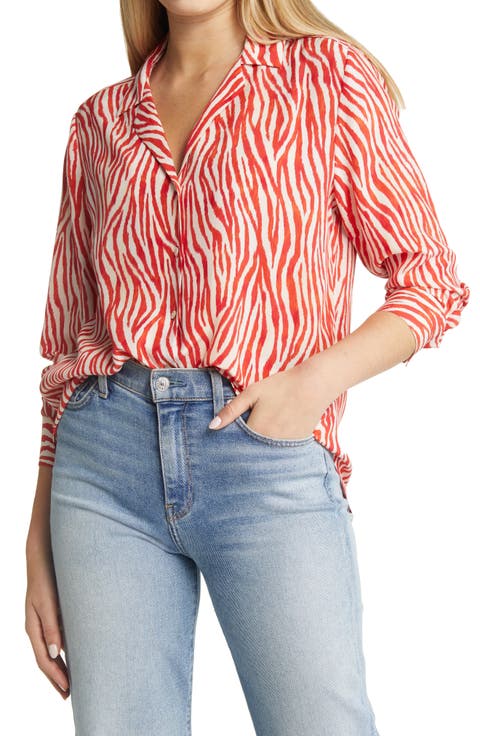 Zesty Zebra Long Sleeve Silk Camp Shirt