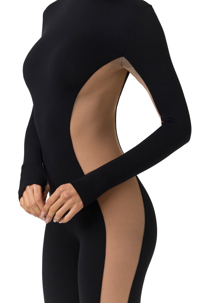 Body Flex Two-Tone Jumpsuit, Alternate, color, BLACK