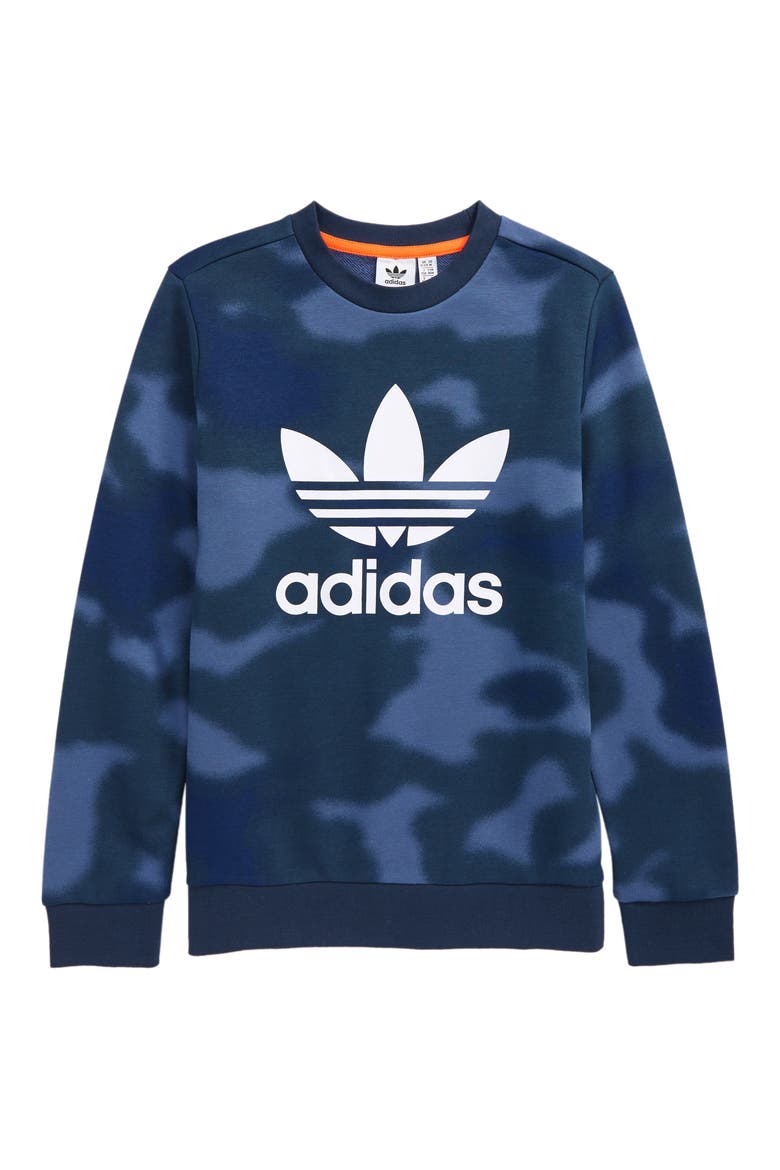 Kids' Crewneck Sweatshirt, Main, color, CREAM BLUE/ MULTCO/ WHITE