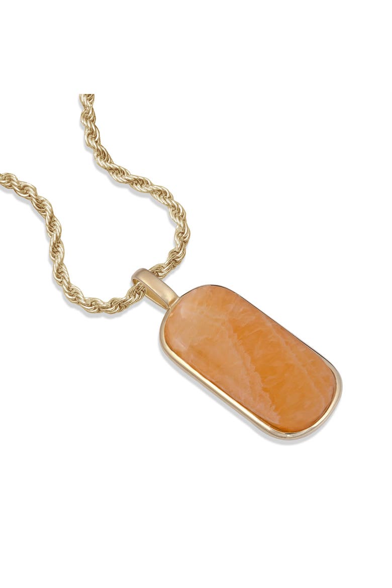 Yellow Lace Agate Sterling Silver Men Tag Necklace, Alternate, color, 14KT Gold Vermeil on Sterling