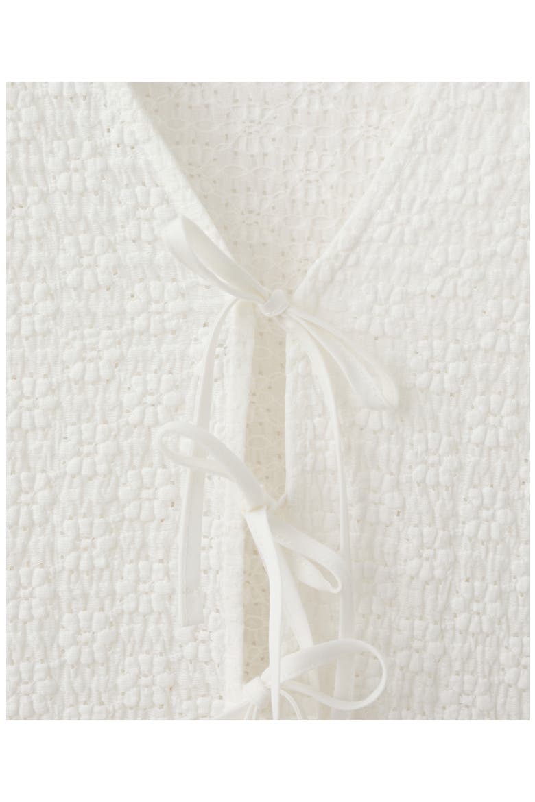 Eyelet Embroidery Tie Front Shirt, Alternate, color, OFF WHITE