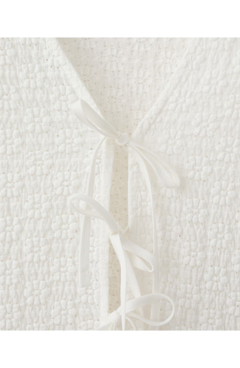 MANGO Eyelet Embroidery Tie Front Shirt, Alternate, color,