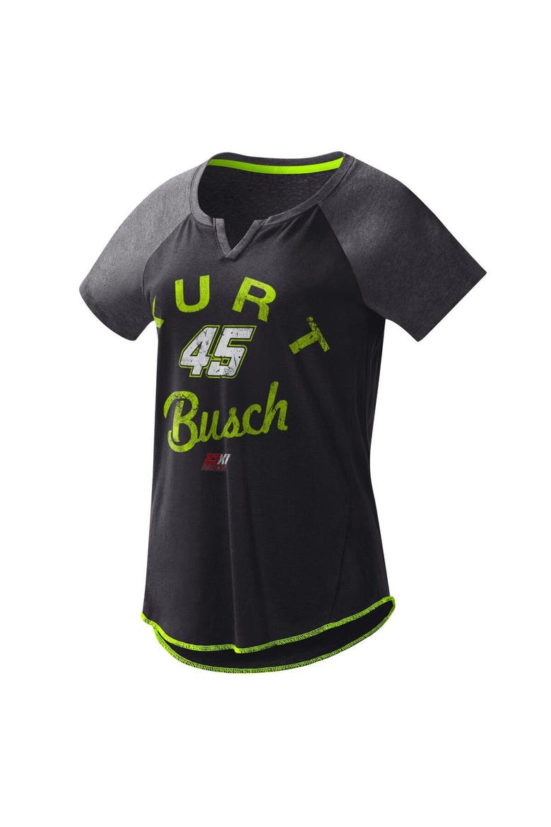 Women's G-III 4Her by Carl Banks Black Kurt Busch Grand Slam Tri-Blend Notch V-Neck T-Shirt, Main, color, Black