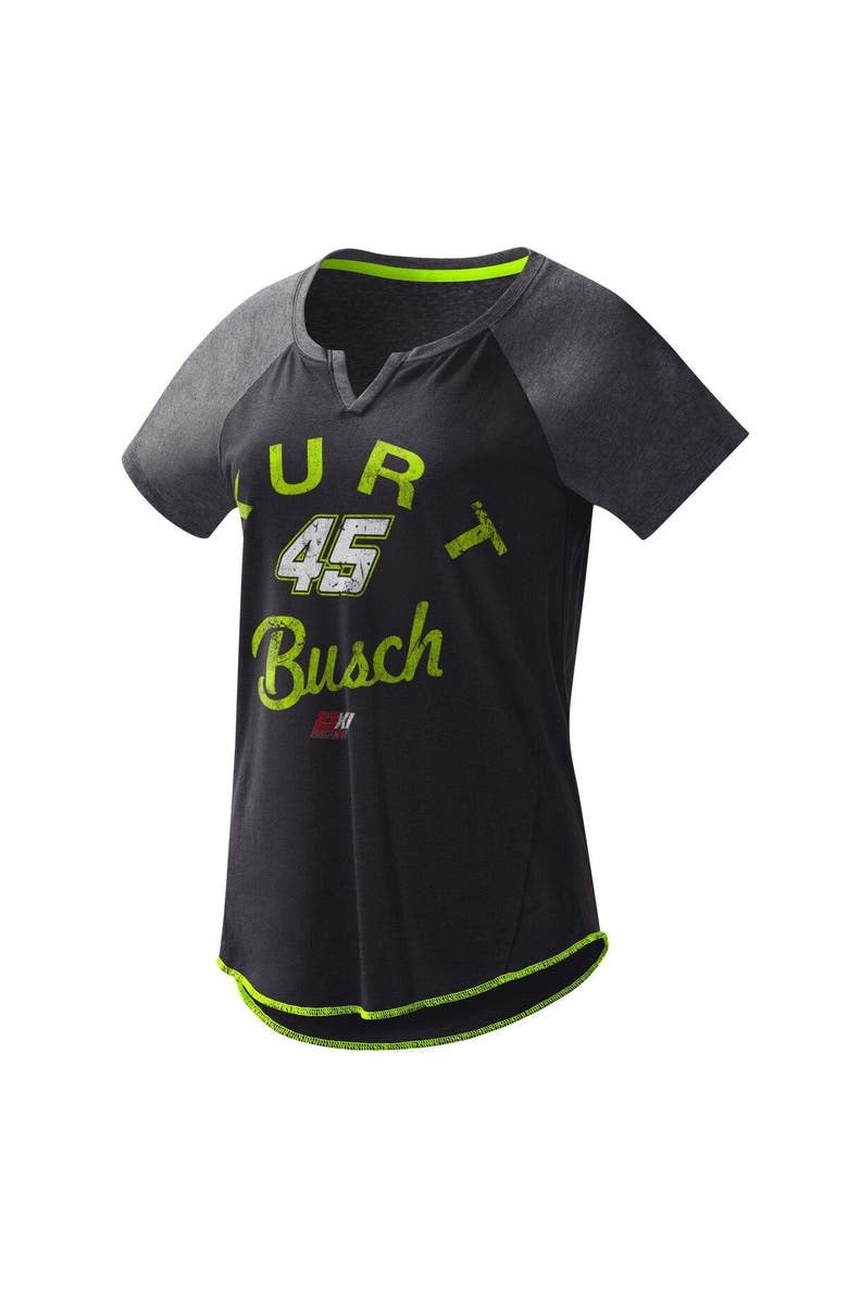 G-III 4HER BY CARL BANKS Women's G-III 4Her by Carl Banks Black Kurt Busch Grand Slam Tri-Blend Notch V-Neck T-Shirt, Main, color, Black