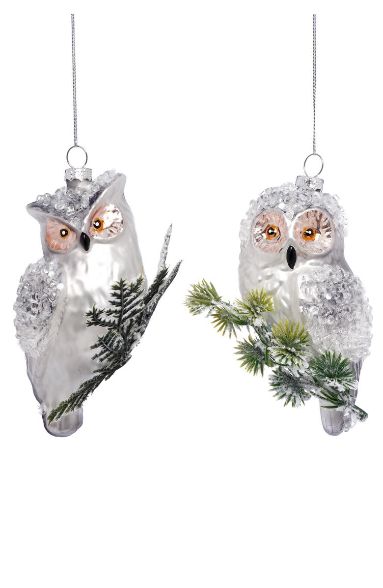 Mark Roberts Owl on Branch Ornament, Set of 6, Main, color, Silver