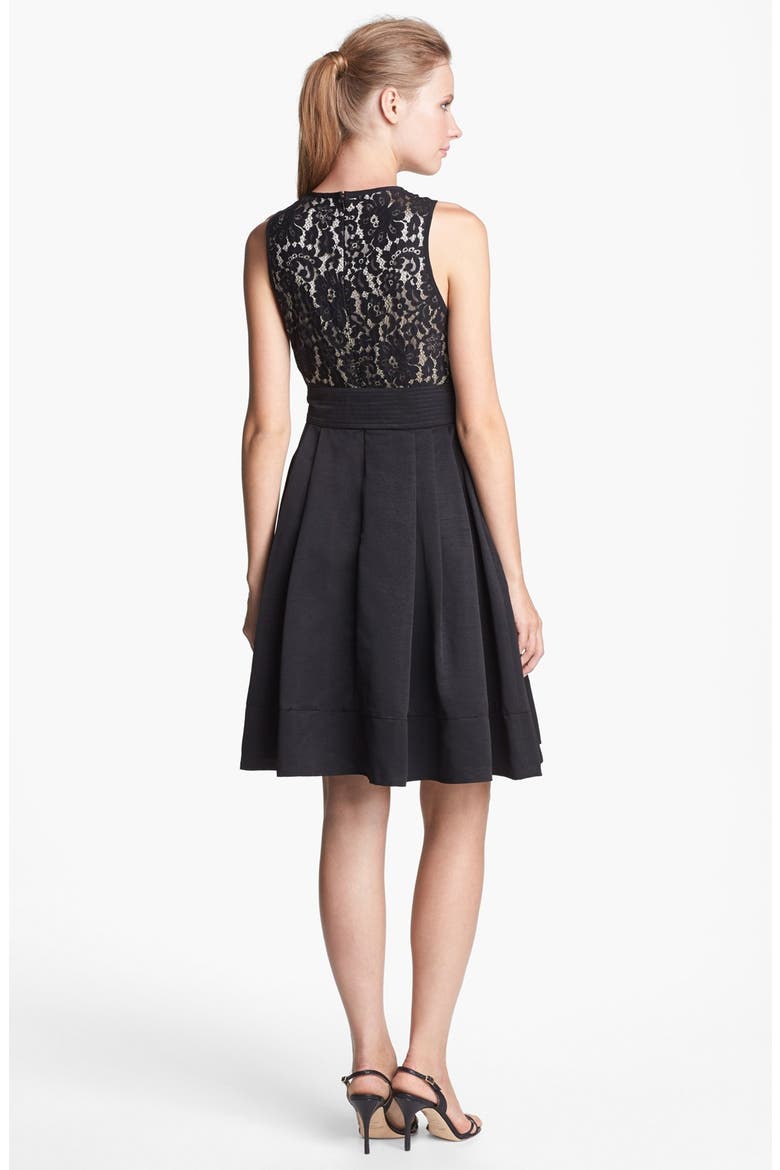 Mixed Media Fit & Flare Dress, Alternate, color, BLACK