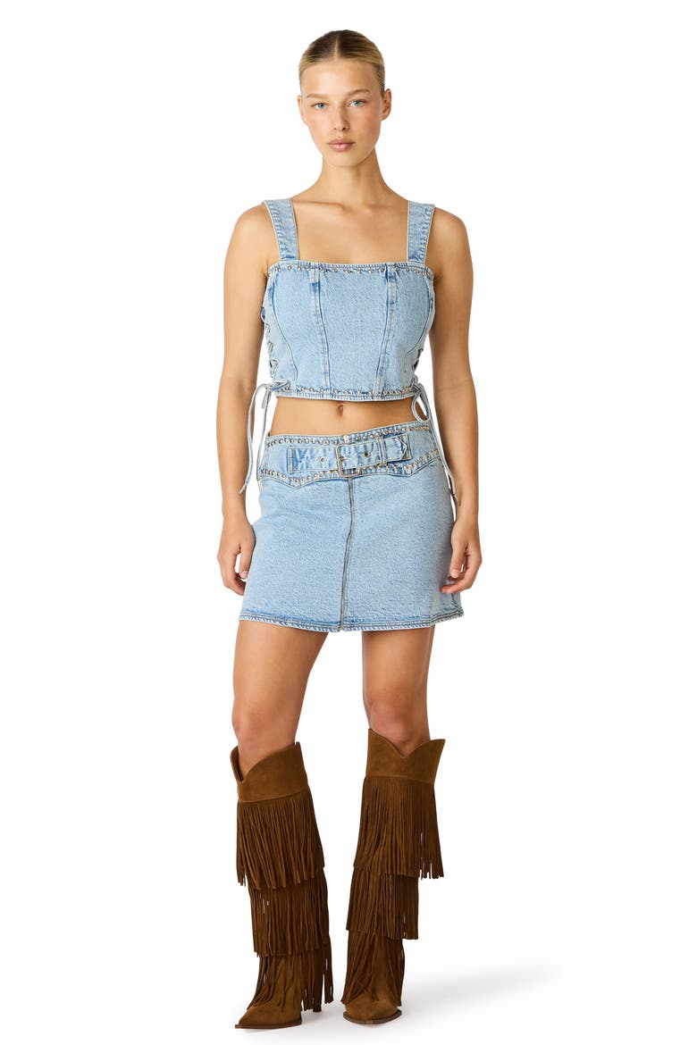 Babe Denim Corset Top, Alternate, color, HAZEY BLUE