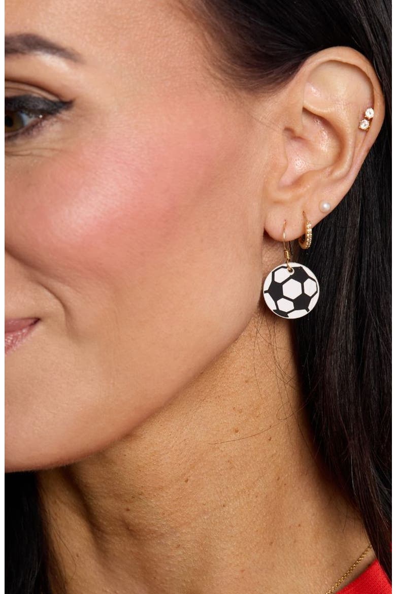 Mini Striker Soccer Ball Earrings, Alternate, color, White