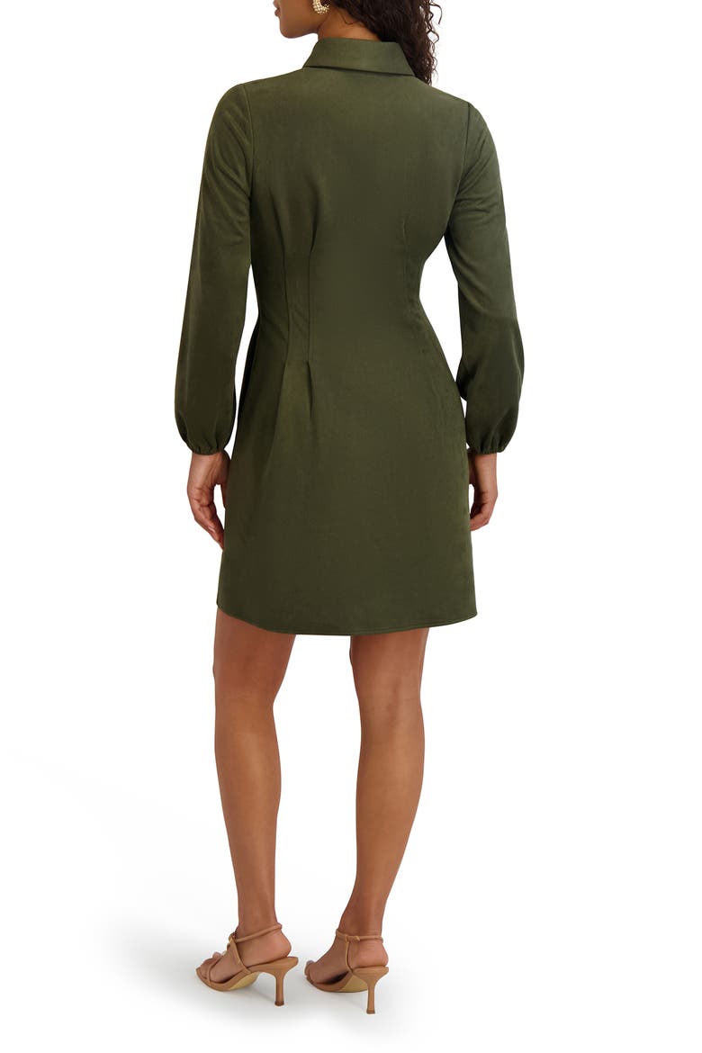 Faux Suede Long Sleeve Shirtdress, Alternate, color, OLIVE