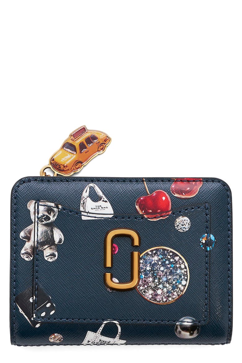 The Trinket Utility Snapshot Mini Compact Wallet, Main, color, NAVY MULTI