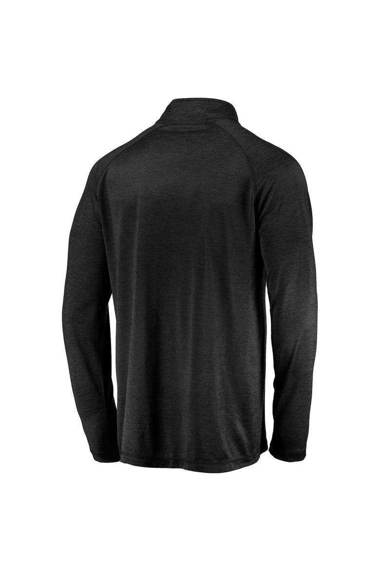 Men's Black Las Vegas Raiders Striated Primary Logo Raglan Quarter-Zip Pullover Jacket, Alternate, color, Black