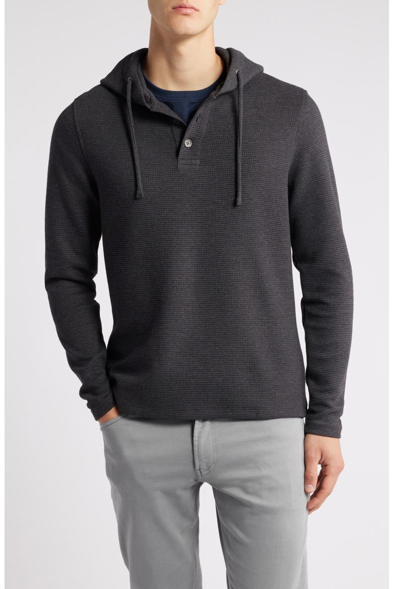 Grenfell Waffle Knit Cotton Blend Hoodie, Main, color, CHARCOAL