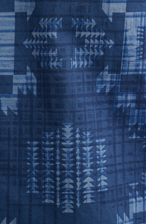 Pendleton Geo Pattern Cotton Camp Shirt In Harding Navy